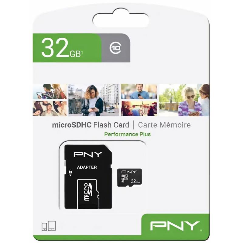 Κάρτα μνήμης Micro SDHC C10 PNY Performance Plus 100MB/s 32Gb + 1 ADP