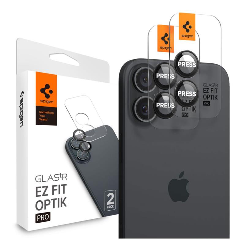 Προστατευτικό Κάλυμμα Κάμερας Spigen Optik.tR EZ-FIT για Τζαμάκι Κάμερας Apple iPhone 16 / 16 Plus/ 17 Black (2 τεμ.)