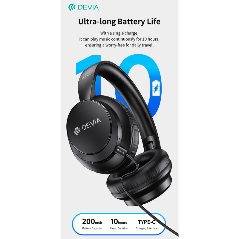 Ασύρματα Ακουστικά Κεφαλής Devia JH-820 Lite1 Πορτοκαλί