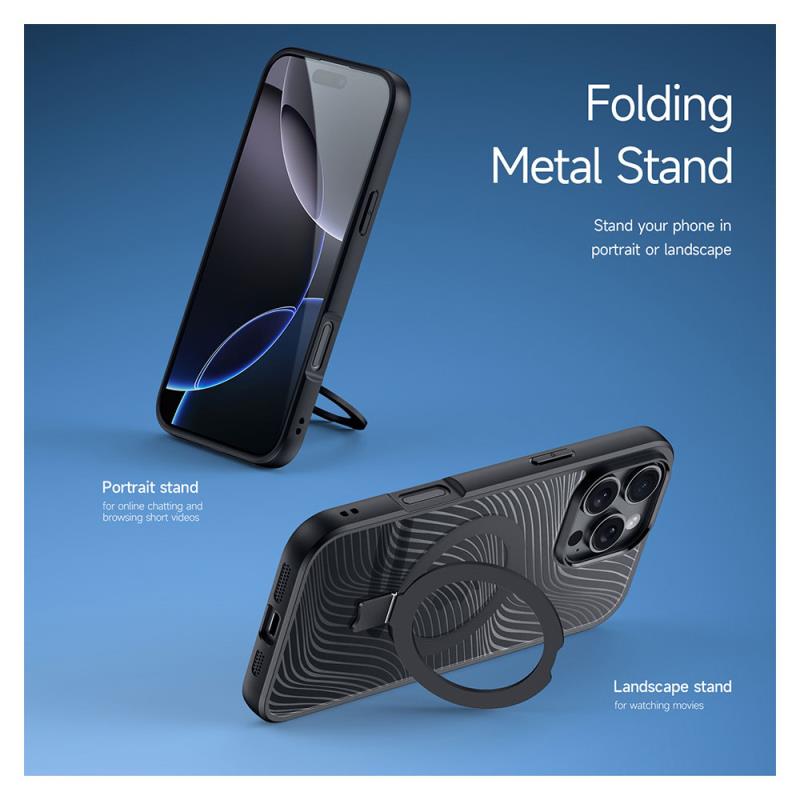 Θήκη TPU & PC Dux Ducis Aimo Magnetic MagSafe με Stand Apple iPhone 16 Pro Max Μαύρο