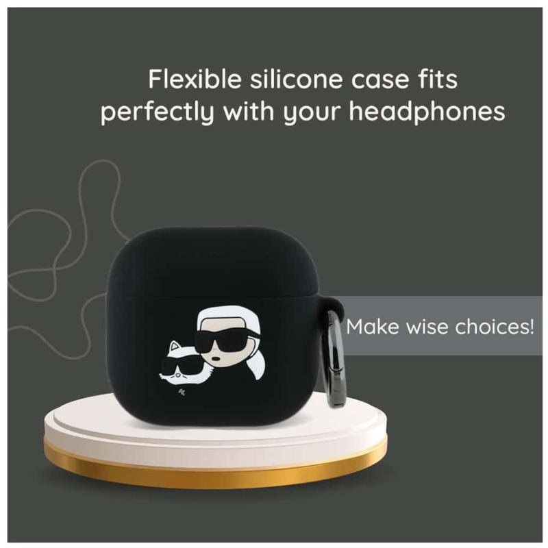 Θήκη Σιλικόνης Karl Lagerfeld Apple AirPods 4 (2024) Karl Head 3D Μαύρο