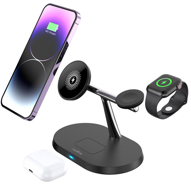Ασύρματη Βάση Φόρτισης Μαγνητική 3 σε 1 Maxlife MXWC-03 15W Μαύρο