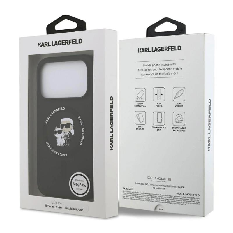 Θήκη Σιλικόνης Karl Lagerfeld Magsafe Apple iPhone 17 Pro Ring Karl & Choupette Μαύρο