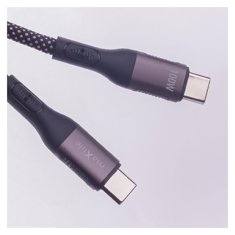 Καλώδιο Σύνδεσης USB 2.0 Maxlife MXUC-11 Magnetic Nylon USB C σε USB C 100W 1m Μαύρο
