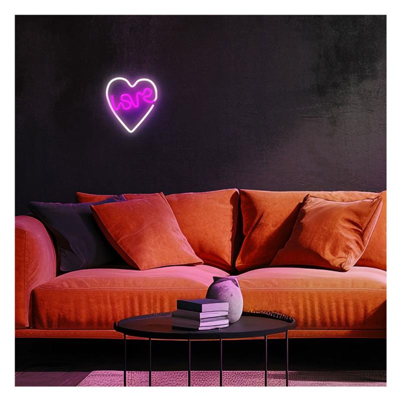 Neon LED Neolia NNE02 LOVE HEART (USB & On/Off) Μωβ - Λευκό
