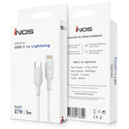 Καλώδιο Σύνδεσης USB 2.0 inos UltraCon USB C σε Lightning 27W 1m Λευκό