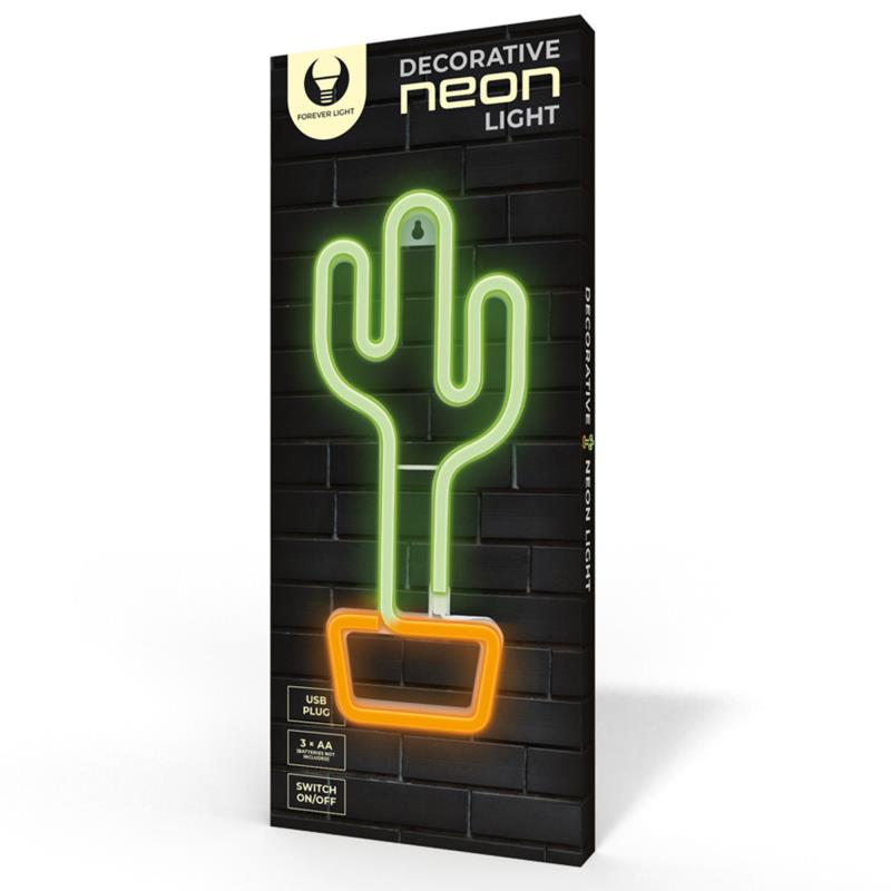 Neon LED Forever Light FLNE02 CACTUS (USB/Μπαταρίας & On/Off) Πράσινο