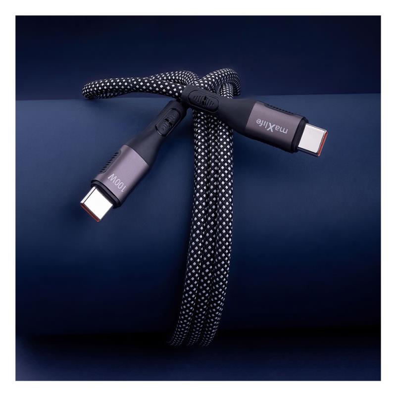 Καλώδιο Σύνδεσης USB 2.0 Maxlife MXUC-11 Magnetic Nylon USB C σε USB C 100W 1m Μαύρο
