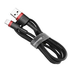 Καλώδιο Σύνδεσης USB 2.0 Baseus Cafule USB A σε Lightning 12W 2.4A 1m Μαύρο-Κόκκινο