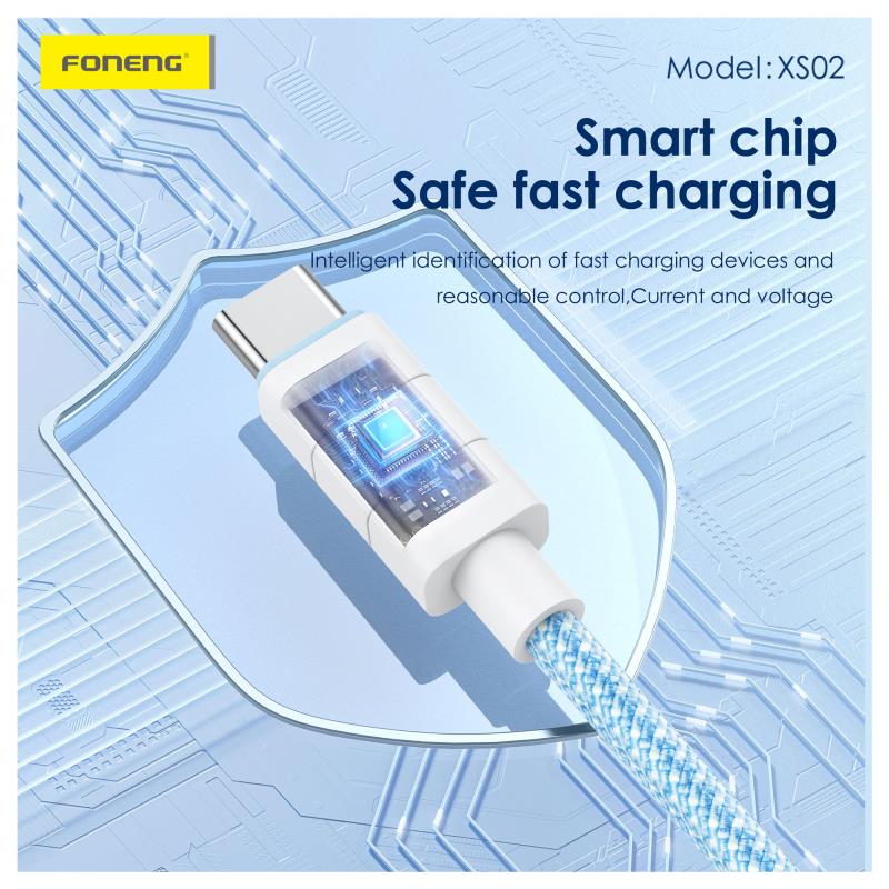 Καλώδιο Σύνδεσης USB 2.0 Foneng XS02 Braided USB C σε USB C 60W 1.2m Λευκό