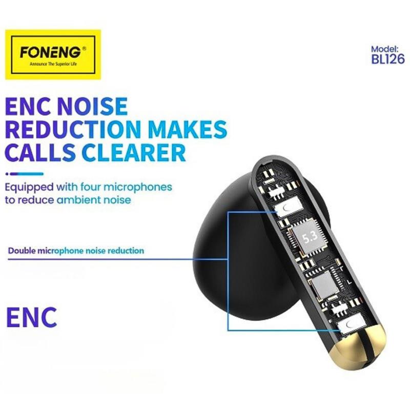 True Wireless Ακουστικά Bluetooth Foneng BL126 ENC Λευκό