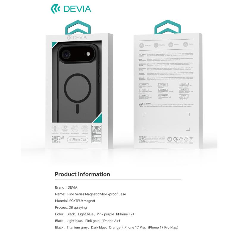 Θήκη TPU & PC Devia Apple iPhone Air Magnetic Shock Proof Pino Μαύρο