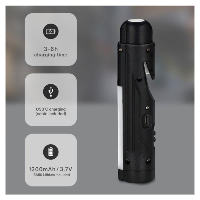 Φακός Ασφαλείας LED GSC 1.2W 1200mAh 110lm Μαύρο