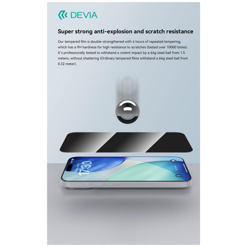 Tempered Glass Full Face Privacy Devia Apple iPhone Air με Βοηθητικό Εργαλείο Van Μαύρο (1 τεμ.)