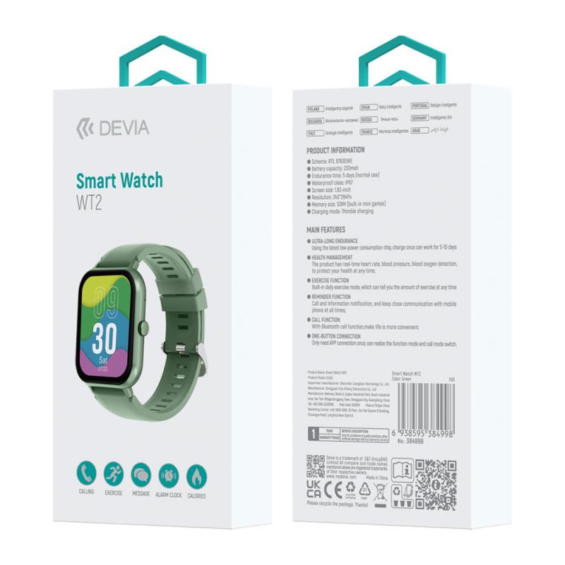 Smartwatch Devia WT2 1.83" Πράσινο