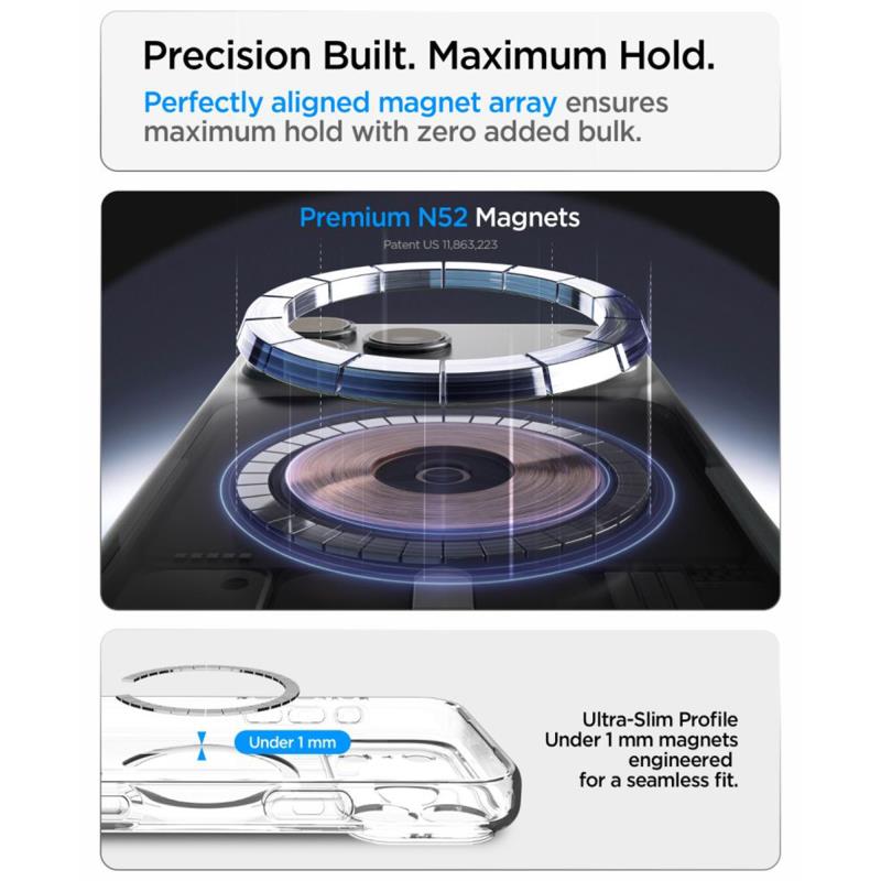 Θήκη TPU & PC Spigen Apple iPhone 18 Pro/ 17 Pro MagSafe Ultra Hybrid Διάφανο-Γκρι