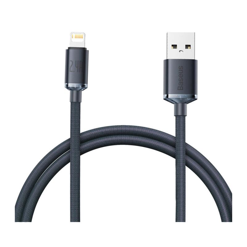 Καλώδιο Σύνδεσης USB 2.0 Baseus Crystal Shine USB A σε Lightning 12W 2.4A 2m Μαύρο