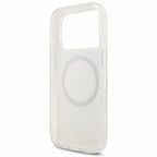 Θήκη PU/ Silicon Guess Magsafe Apple iPhone 18 Pro/ 17 Pro IML Flowers με Pearl Strap Λευκό