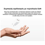 Φορτιστής Ταξιδίου Ταχείας Φόρτισης Xiaomi Nano Turbo με Διπλή Έξοδο USB C GaN PD 45W Λευκό