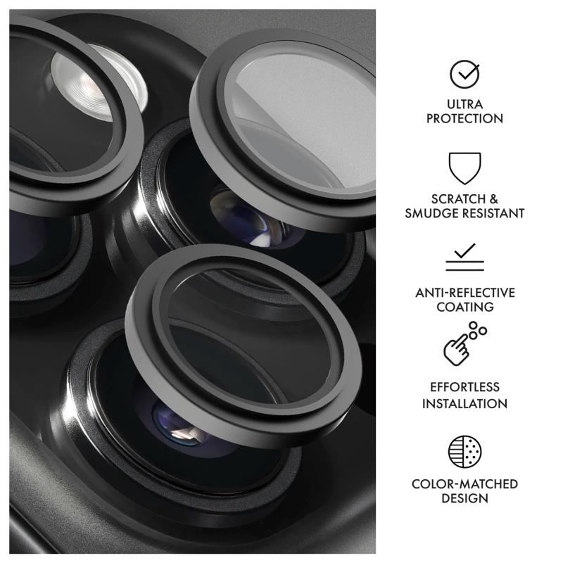 Tempered Glass Full Face Hammer Glass για Τζαμάκι Κάμερας Apple iPhone 15 Pro/ 15 Pro Max Μαύρο