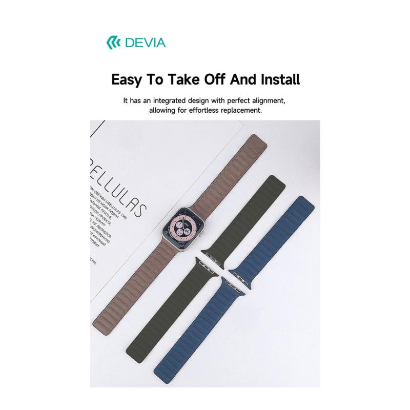 Λουράκι Devia Fiber Magnet Apple Watch (44/ 45/ 46/ 49mm) Deluxe Ανοιχτό Καφέ