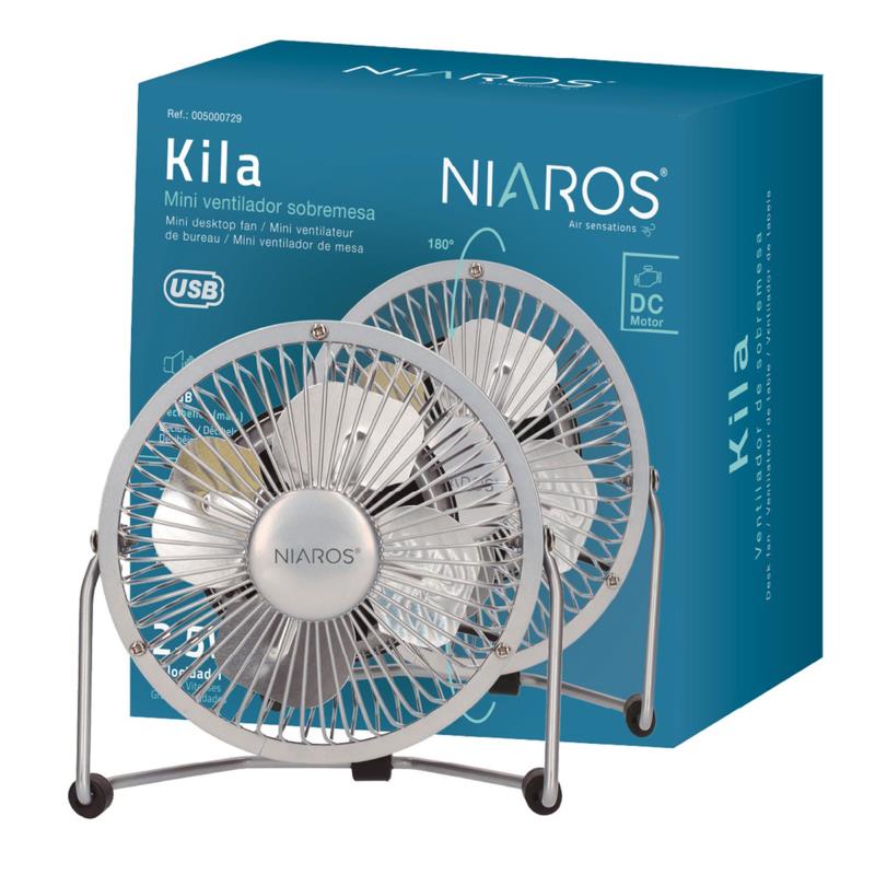 Επιτραπέζιος Ανεμιστήρας Niaros Kila USB 2.5W Mini Γκρι