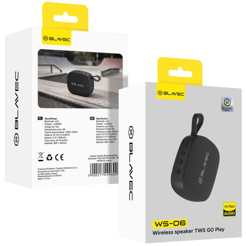 Φορητό Ηχείο Bluetooth Blavec WS-06 Go Play TWS 6W Μαύρο
