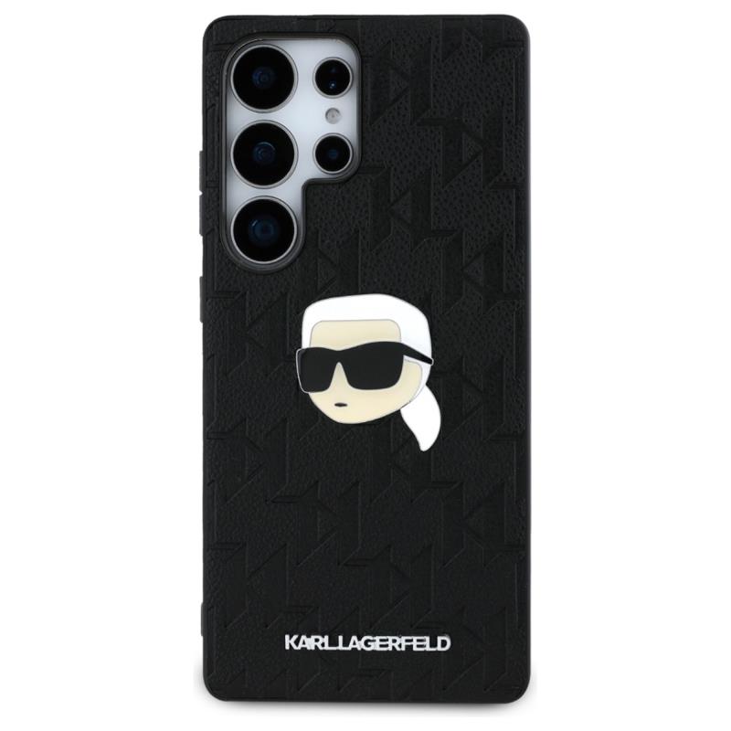 Θήκη TPU Karl Lagerfeld Samsung Galaxy S25 Ultra Hardcase Leather Monogram Karl Head Pin Μαύρο