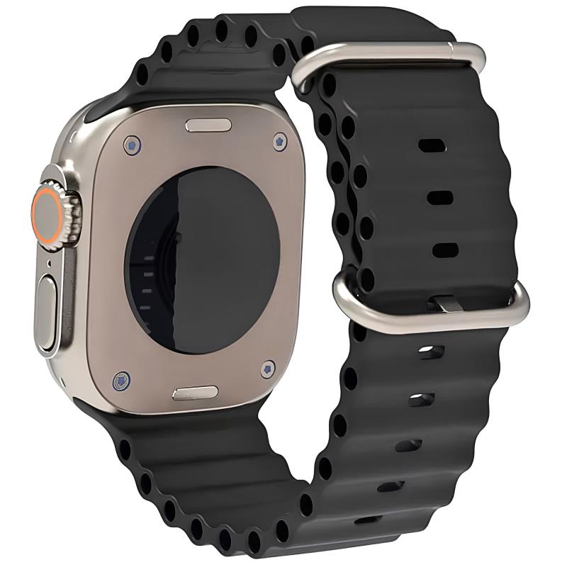 Λουράκι Σιλικόνης Ocean για Apple Watch 44/ 45/ 46/ 49mm Μαύρο (Ασυσκεύαστο)