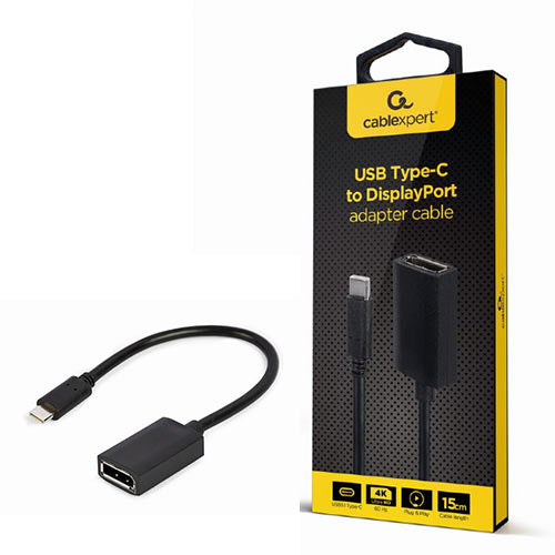 CABLEXPERT USB Type-C TO DISPLAYPORT Adapter Cable 4K 15CM Black Retail Pack