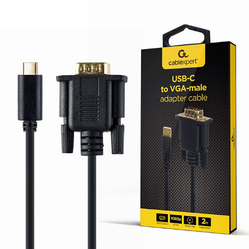 CABLEXPERT USB-C TO VGA-M Adapter 2M Black Retail Pack