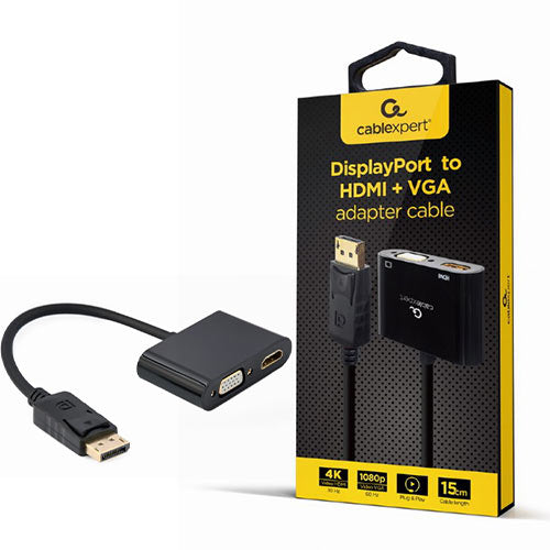 CABLEXPERT DISPLAYPORT Male TO HDMI Female+VGA Female Adapter Cable Black