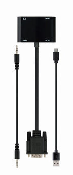 CABLEXPERT VGA TO HDMI+VGA Adapter Cable 0,15M Black Retail Pack
