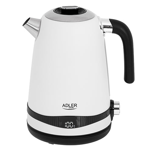 ADLER 1,7L Steel Electric Kettle With LCD And Temperature Control White