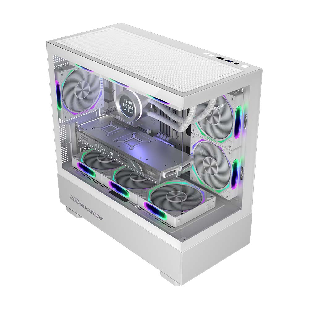ARMAGGEDDON RGB M-ATX Dual Chamber Gaming Case Aquaron Duplex Pro White