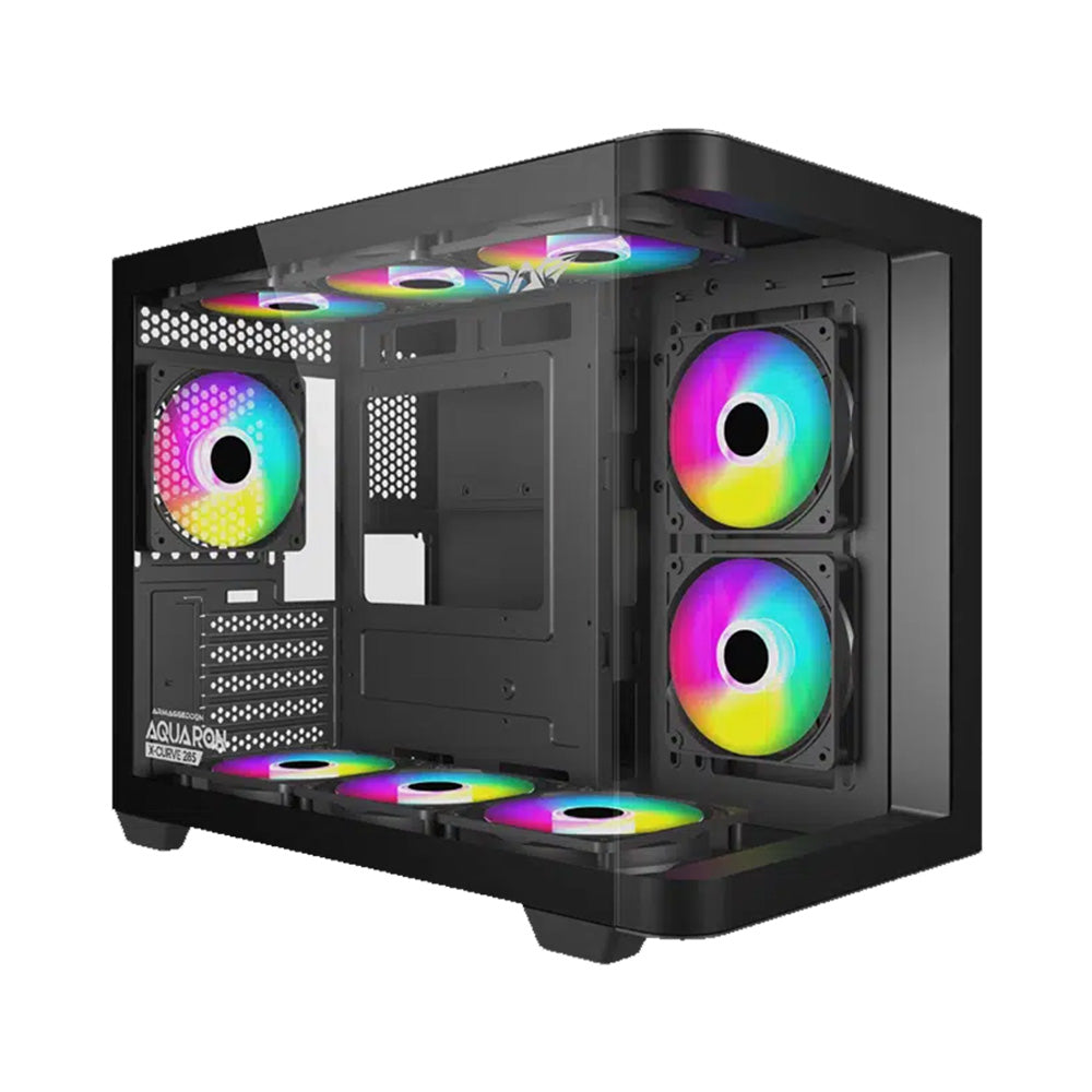 ARMAGGEDDON Micro ATX Steel PC Case Aquaron X-Curve 285 Fully Black
