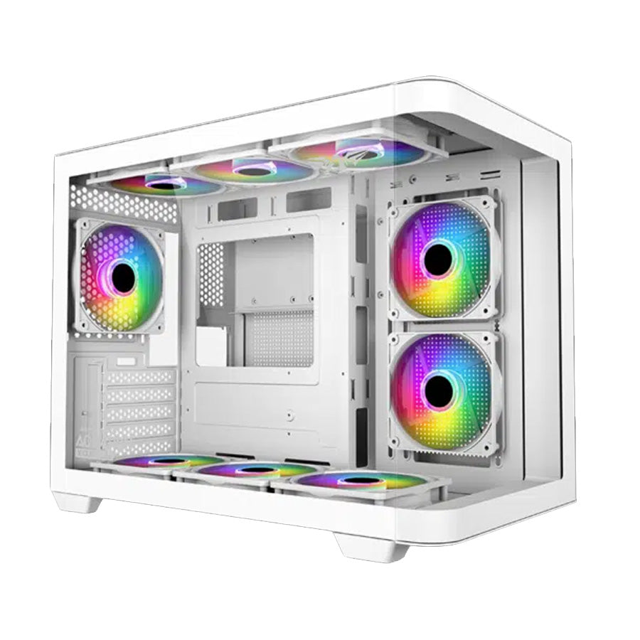 ARMAGGEDDON Micro ATX Steel PC Case Aquaron X-Curve 285 Fully White