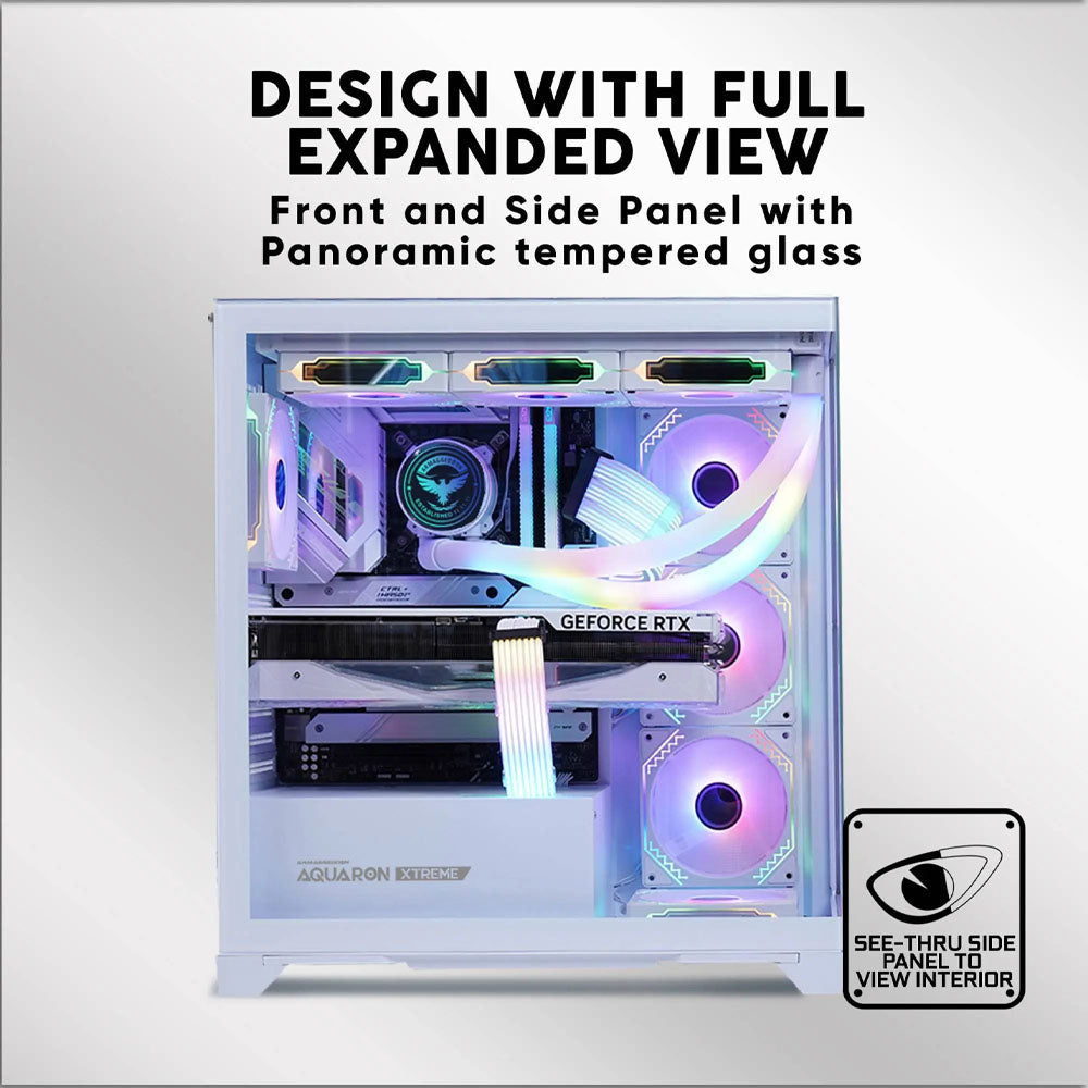 ARMAGGEDDON E-ATX RGB Transparent Fish Tank Gaming Case Aquaron Xtreme Black