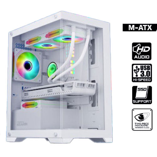 ARMAGGEDDON Gaming PC Case Matx Aquaron White