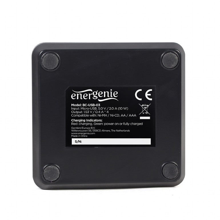 ENERGENIE USB Battery Charger For AA/AAA Batteries Black