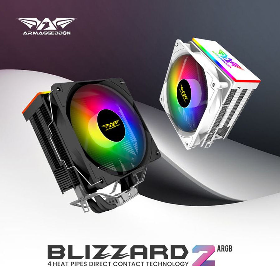 ARMAGGEDDON Argb Silent 12CM CPU Cooling Fan 4 Heat Pipes Black