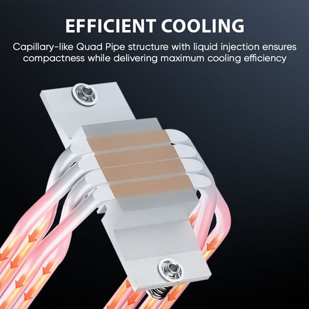 ARMAGGEDDON Argb Silent 12CM CPU Cooling Fan 4 Heat Pipes Black
