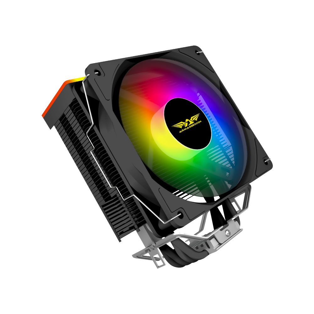 ARMAGGEDDON Argb Silent 12CM CPU Cooling Fan 4 Heat Pipes Black