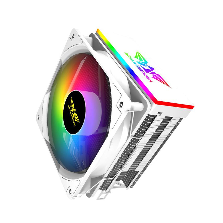 ARMAGGEDDON Argb Silent 12CM CPU Cooling Fan 4 Heat Pipes White