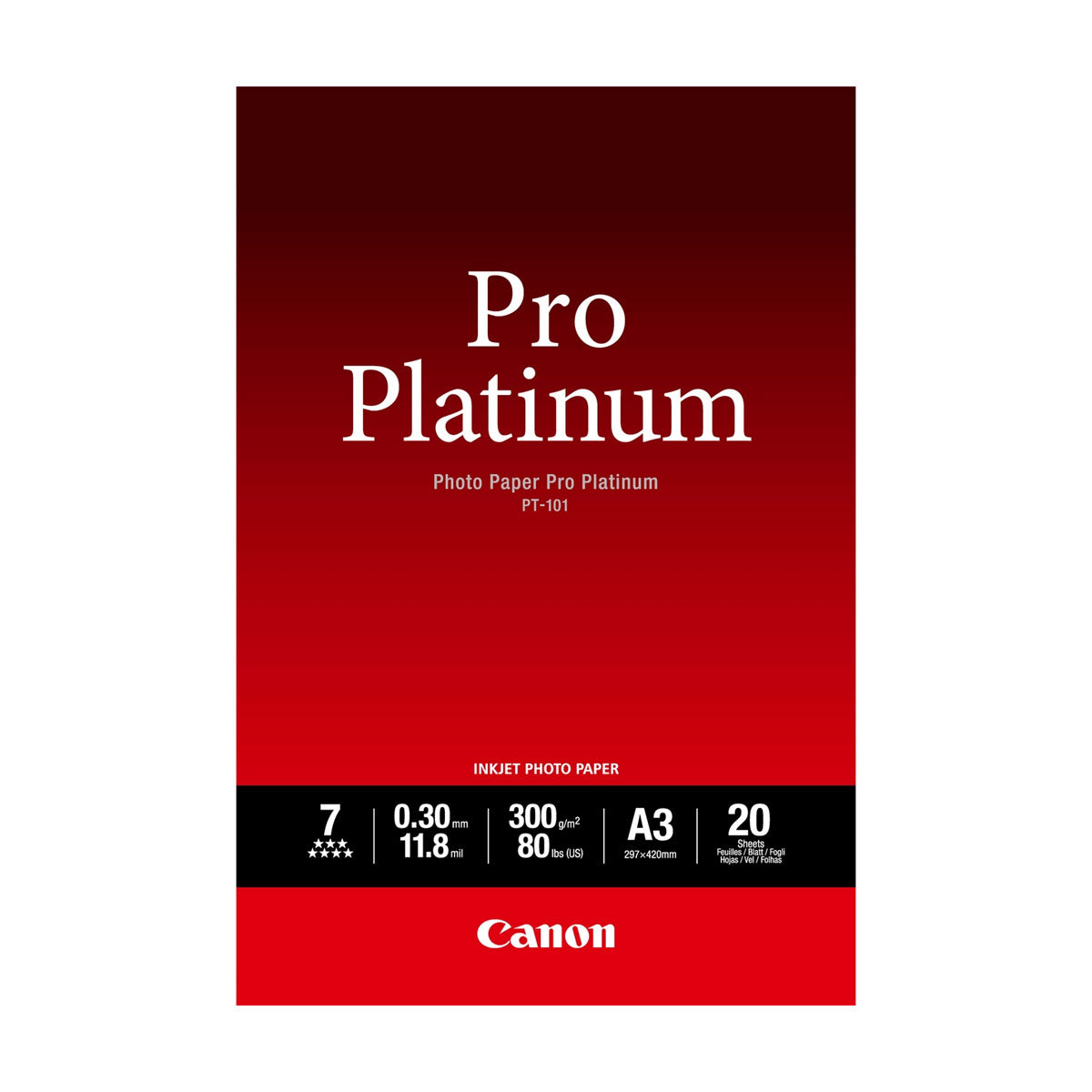 Canon Pro Platinum PT-101  A3 Glossy 300g  20Shts