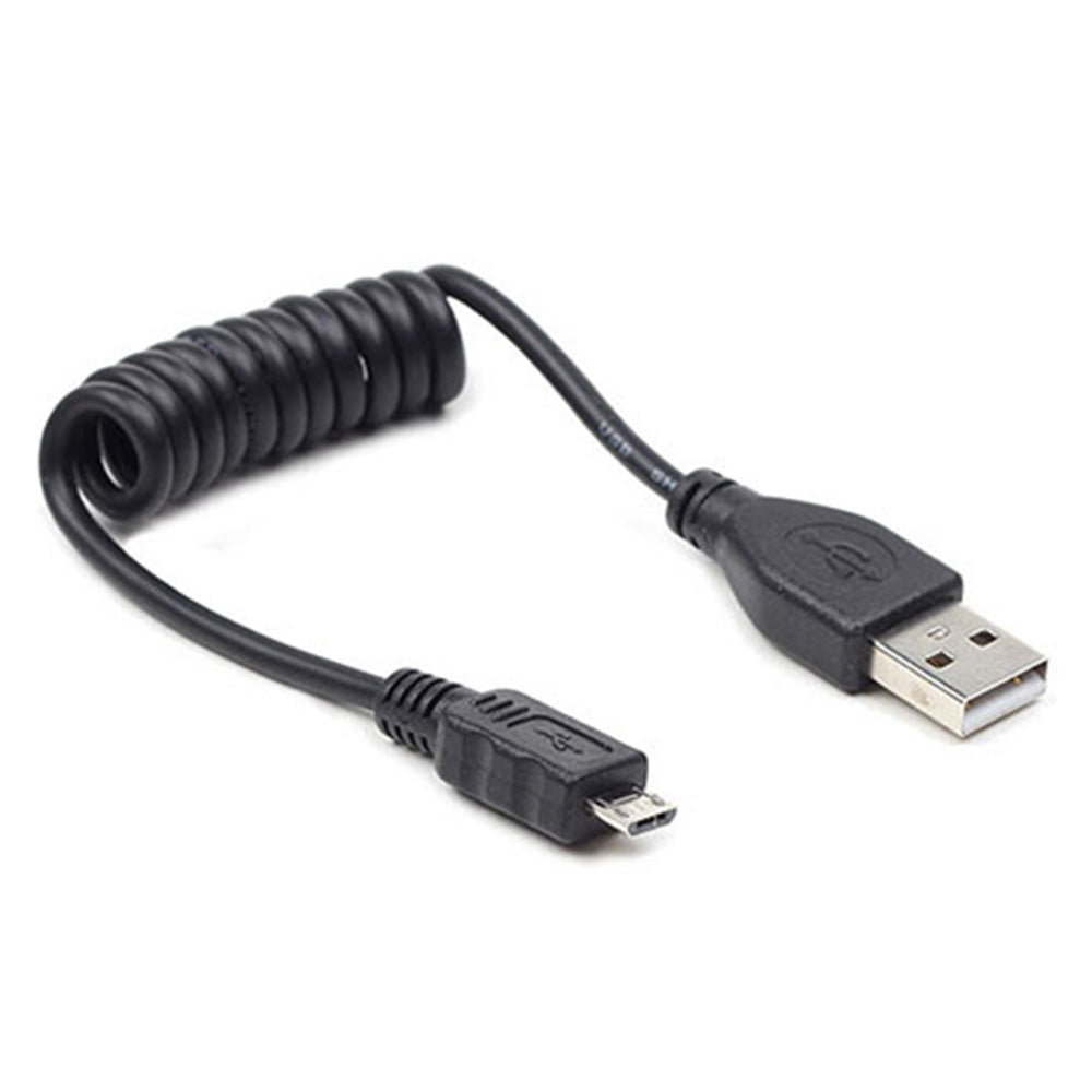 CABLEXPERT COILED MICRO USB CABLE 0.6m BLACK