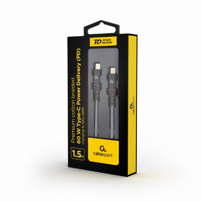 CABLEXPERT 60W Type-C PD Premium Charging & Data Cable 1,5M Spacegrey