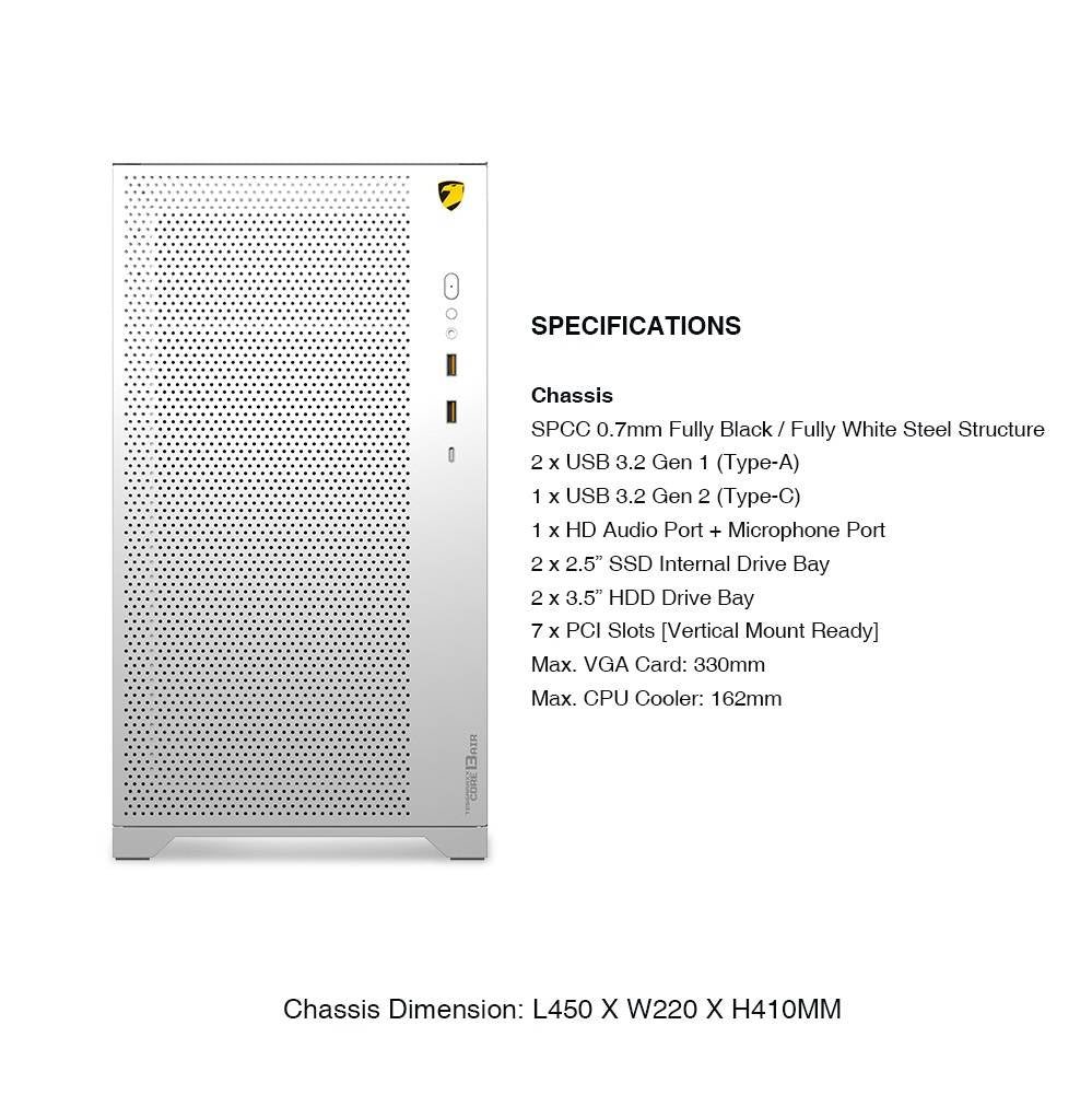 ARMAGGEDDON Gaming PC Case Full ATX Tessaraxx Core 13 Air White