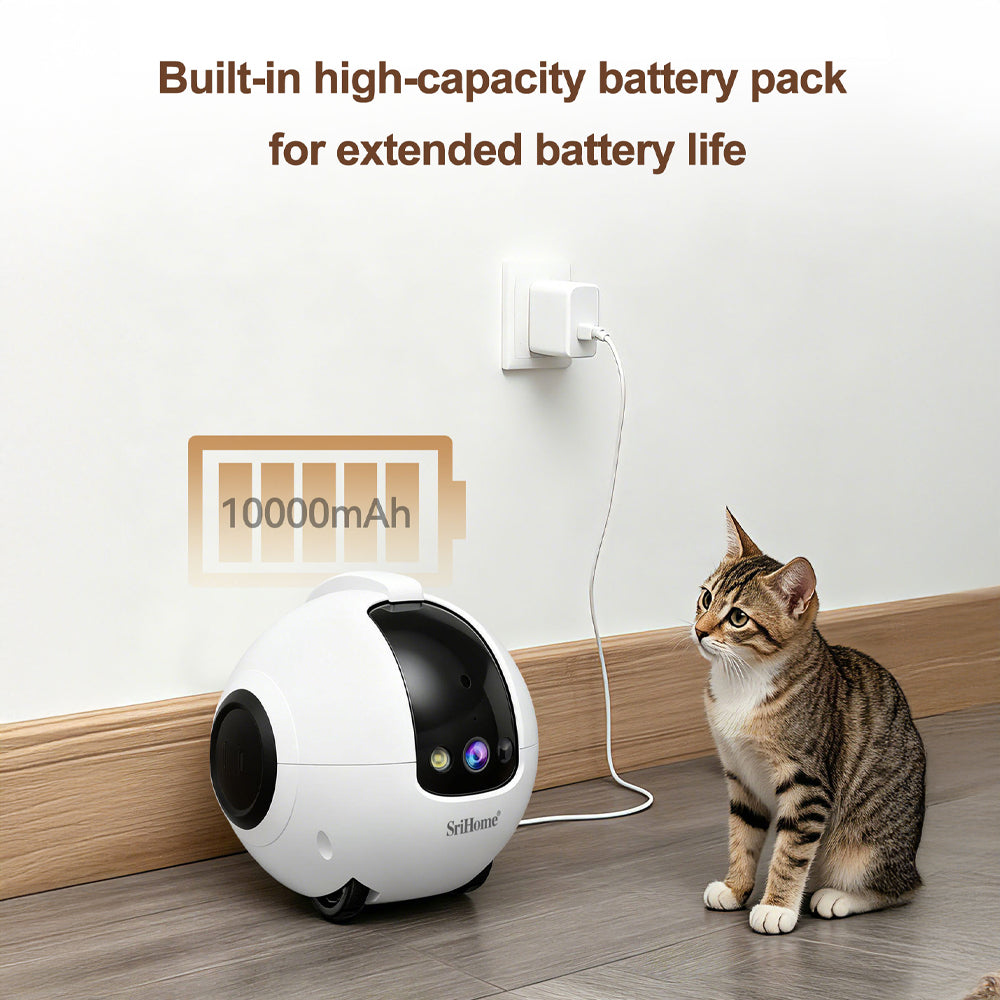 SRIHOME PET Companion Robot Camera 4MP HD Resolution White