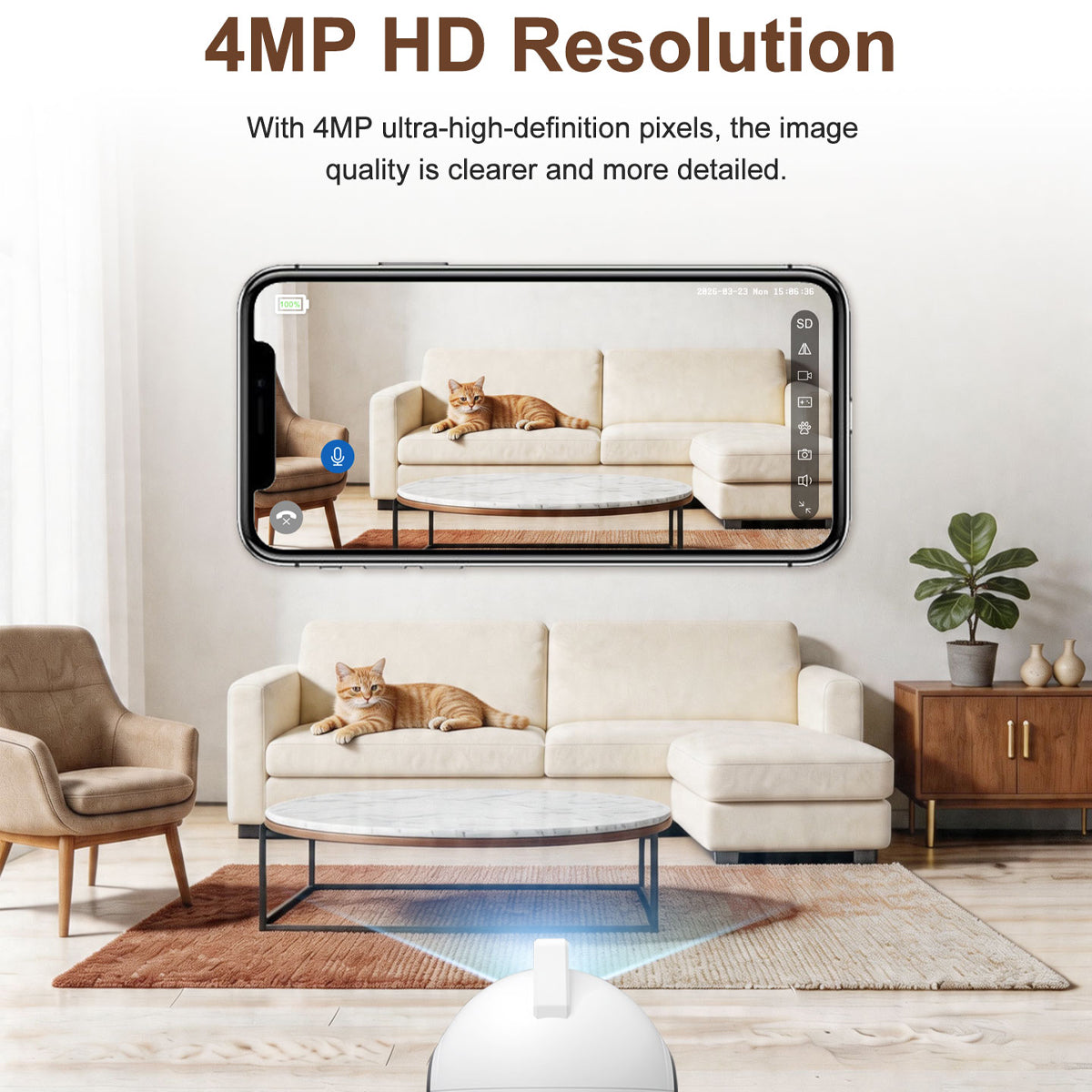 SRIHOME PET Companion Robot Camera 4MP HD Resolution White